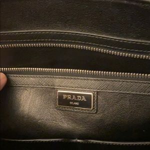 PRADA BRIEF CASE BLACK LEATHER